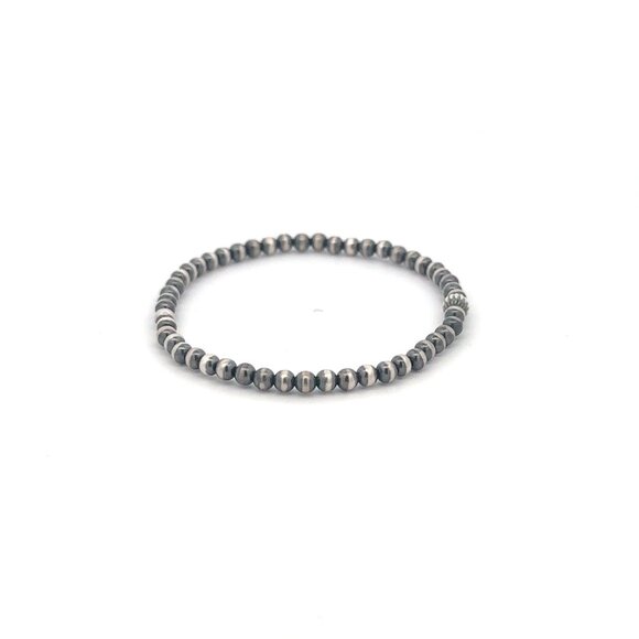 925 Sterling Silver Authentic Navajo Beads 3mm-4mm Stretch Bracelet Minimalist - Picture 9 of 9